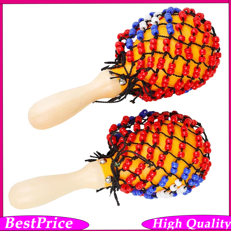 Musical Instrument Net - 1 Çift Ahşap Kum Çekiçleri, Boncuklu